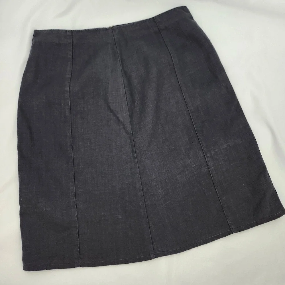 Black Y2K Linen A-Line Mini Skirt Womens Size 6 Retro Casual Resort Summer